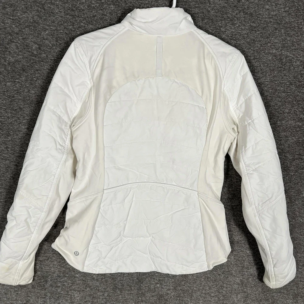 Lululemon Jacket‎ Womens 8 White Quilted Insulated Full Zip ANOTHER MILE Pockets